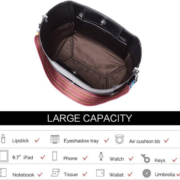 Women Purses and Handbags Leather Hobo Bags Designer Shoulder Bucket Crossbody P - Picture 5 of 7